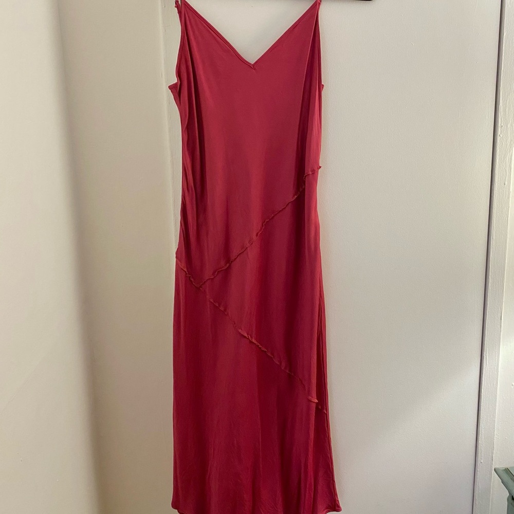 Anthropologie Silky Cranberry Colored Slip Dress size small
